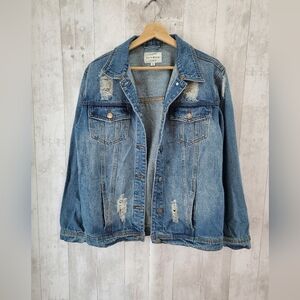 Haute Monde Blue Distressed Jean Jacket